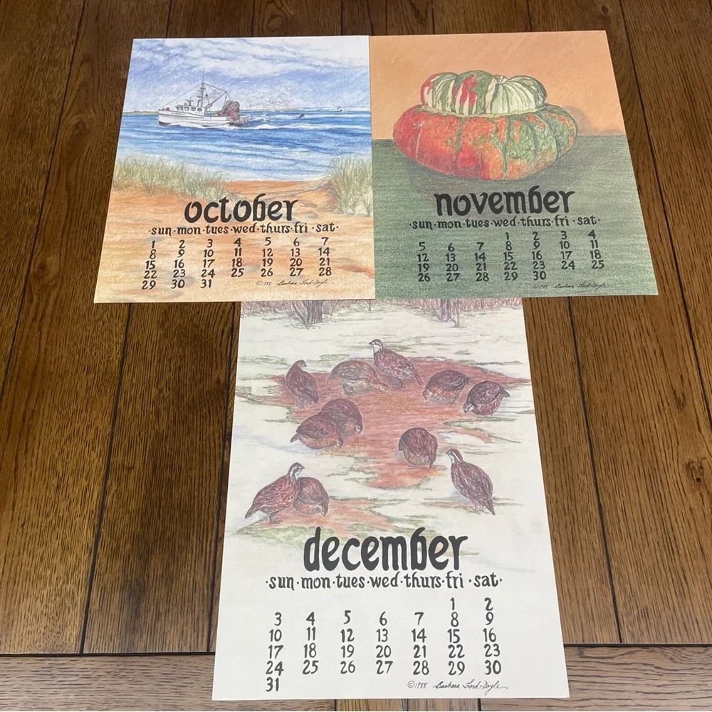 1989 Barbara Ford Doyle CALENDAR BOOK Chatham MA Lithograph Drawing Art Read